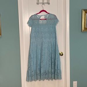 Blue lace dress, never worn. Size 22